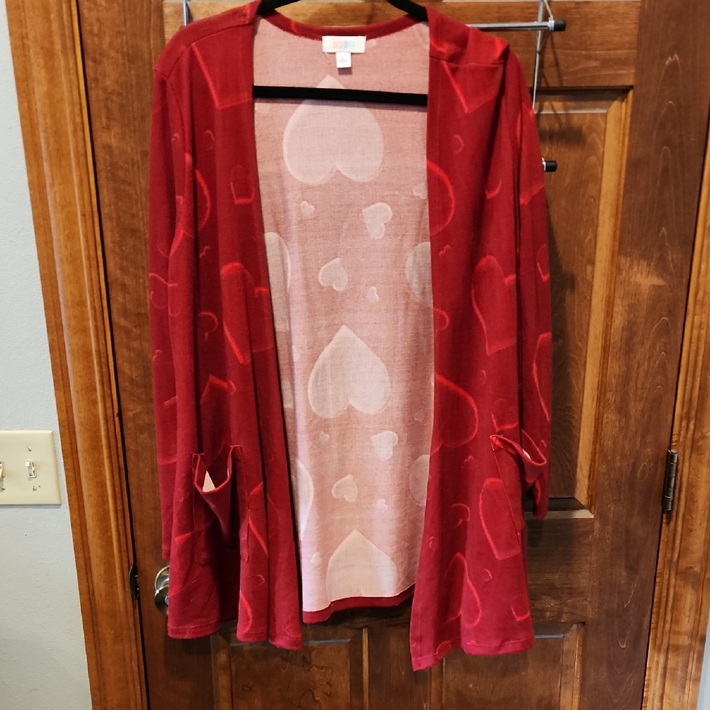 LuLaRoe Red and Pink Knit Sweater
